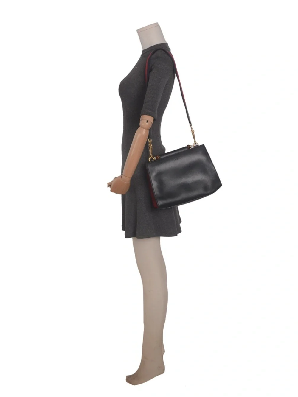 ♥️Gucci Black Leather Nymphaea Bamboo Top-Handle Leather Satchel♥️ - Picture 7 of 16